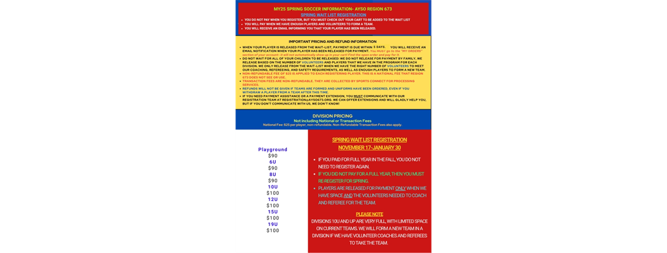 SPRING WAIT LIST OPENS NOVEMBER 17th